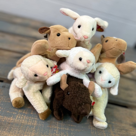 Farm Babies! [2/$25 - 3/$30] Ty Beanies: Derby Ewey Fleece Fleece Nibbler & Roam - Picture 12 of 13